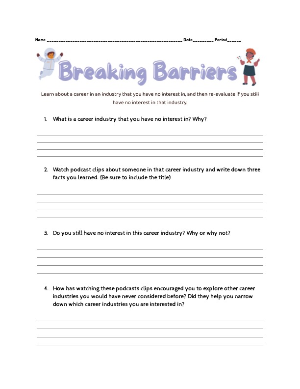 Breaking Barriers worksheet